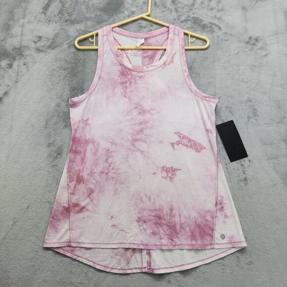NEW 90 Degree by Reflex Tank Womens M Pink Tie Dye Racerback Split Hem Tie Back - Picture 1 of 10